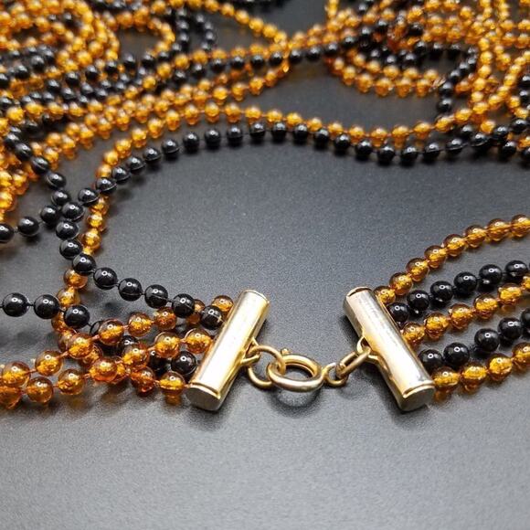 Long Vintage Lucite 5 Strand Necklace, Light Weight Beaded Strands, 50 Inches - Picture 2 of 9
